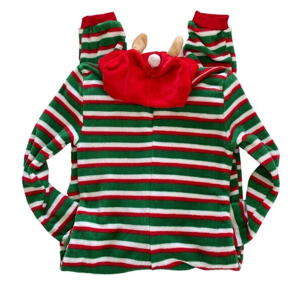 Mayfair Adult Christmas Reindeer Warm Fuzzy Hoodie Onsie Full Body PJ's - Picture 3 of 7